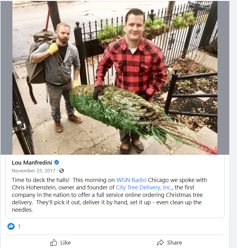 Lou Manfrendini Show - 11/25/2017 - City Tree Delivery - Chicagoland Christmas Tree Delivery