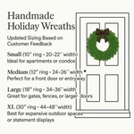 Handmade Christmas wreaths size guide - Chicago delivery in 4 sizes