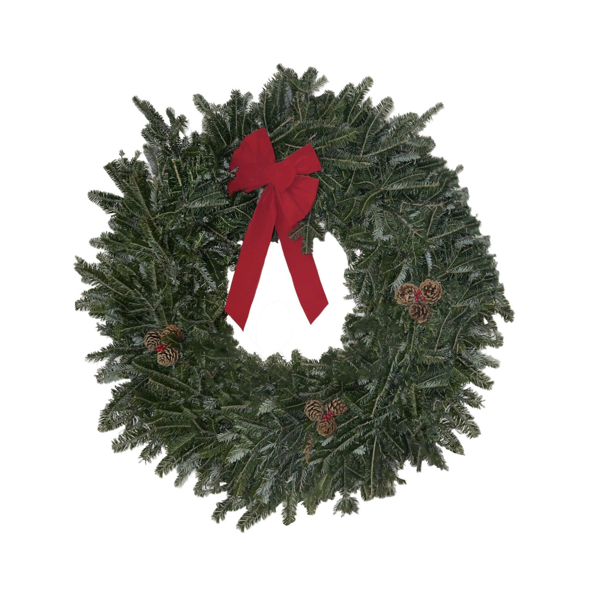 Handmade Fraser Wreath w/ Ribbon & Cones - City Tree Delivery - Chicagoland Christmas Tree Delivery