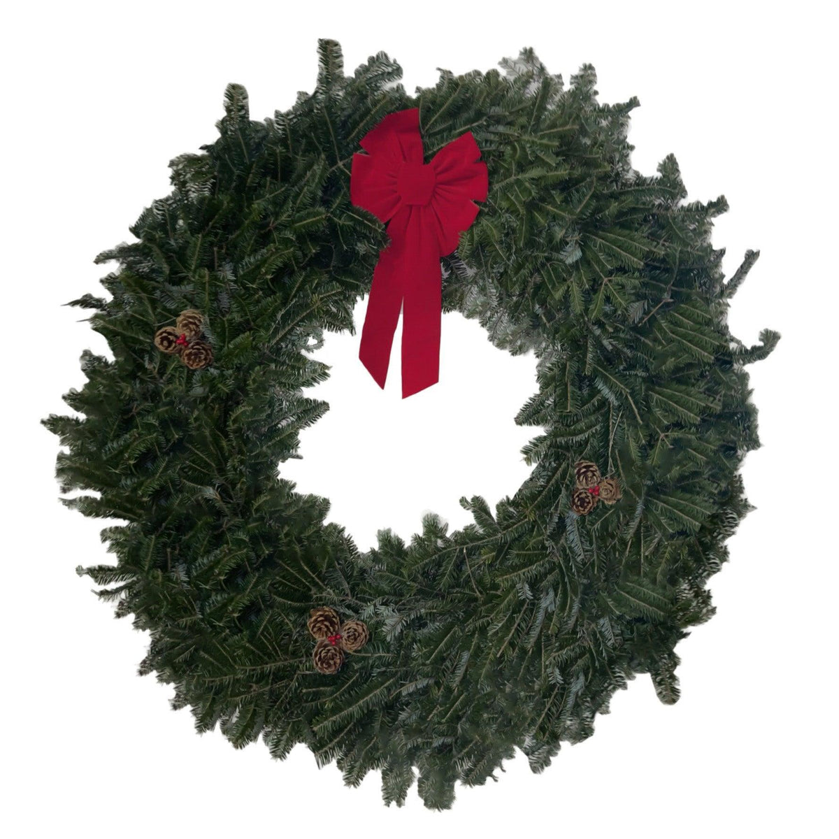 Handmade Fraser Wreath w/ Ribbon & Cones - City Tree Delivery - Chicagoland Christmas Tree Delivery